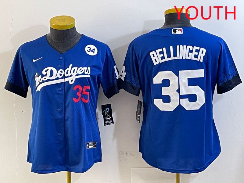 Youth Los Angeles Dodgers #35 Bellinger Blue City Edition 2025 Nike MLB Jersey style 6